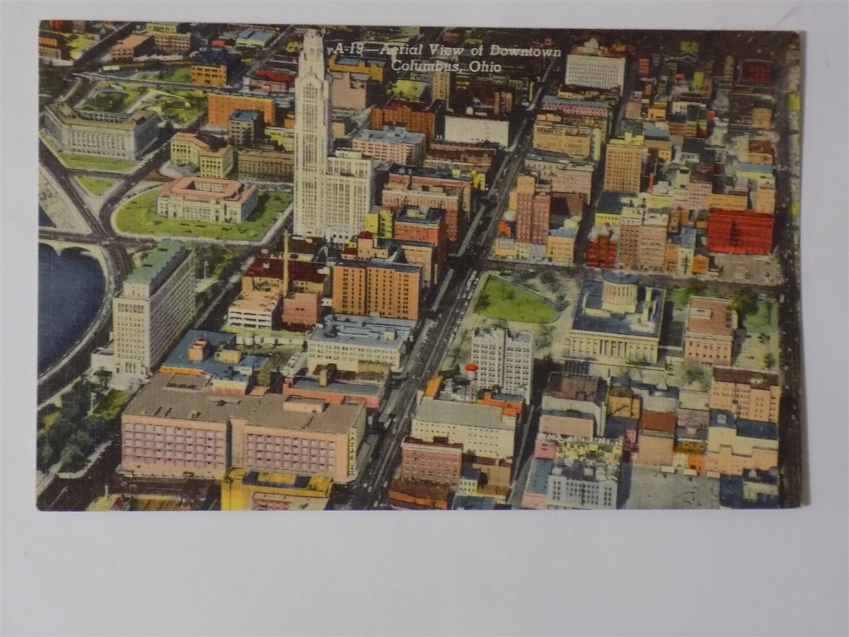Columbus, Ohio OH ~ Aerial View of Downtown 1940s L748 | eBay