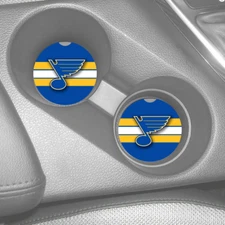ST. LOUIS BLUES RUBBER CAR COASTERS ABSORBENT SET (2) NHL HOCKEY