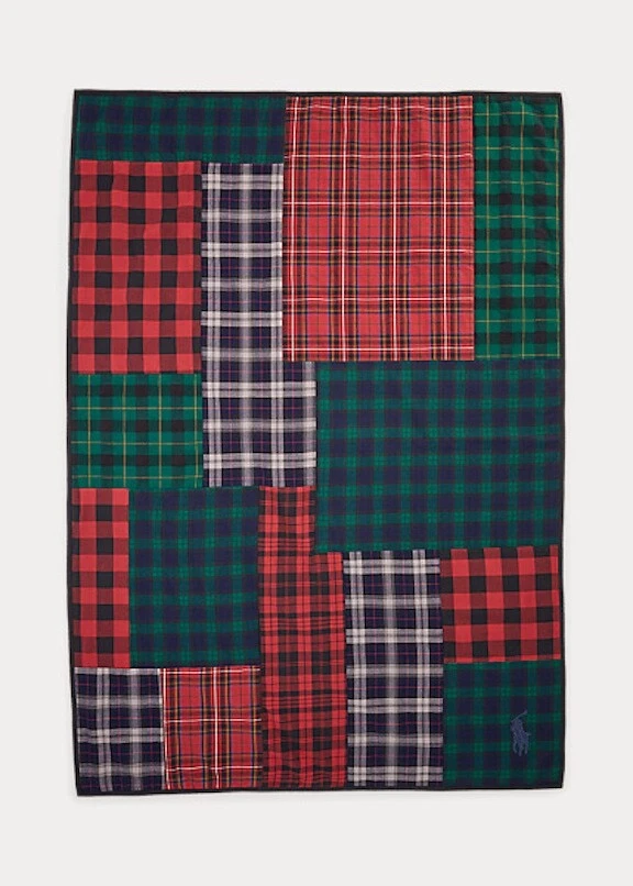 Ralph Lauren Polo Knollwood Manta a Cuadros Verde Rojo Azul - 50 x 70" - $375 Foto 2 de 4