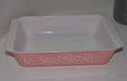 1958 Vintage Pyrex Pink scroll 575b 11x7x3 In CHIP LOOK AT PHOTOS