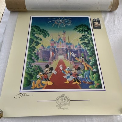 Disneyana 2001 Convention  Where The Magic Began  Signed L.E. Poster w/ Pin