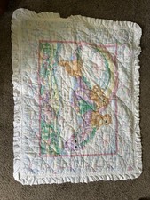Vintage Crib Quilt Baby Dragon Bears Rainbow