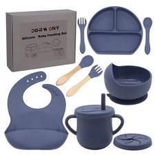 100 Silicone Baby Feeding Set BPA Free Baby Dishes W/ Suction Bowl Divided