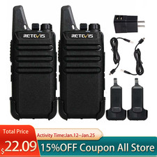 2 Pack RT22 Walkie Talkie Long Range FRS Rechargeable VOX Portable Two Way Radio