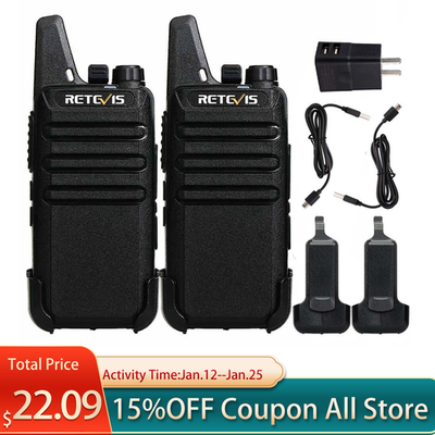 #ad 2 Pack RT22 Walkie Talkie Long Range FRS Rechargeable VOX Portable Two Way Radio $25.99