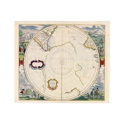 1639 Vintage Map of the South Pole and Terra Australis by Henricus Hondius
