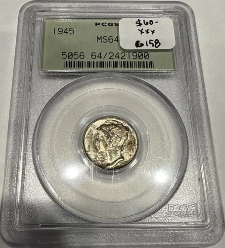 1945 Mercury Dime Silver 10C Coin PCGS OGH Old Green Holder MS64 (G158)