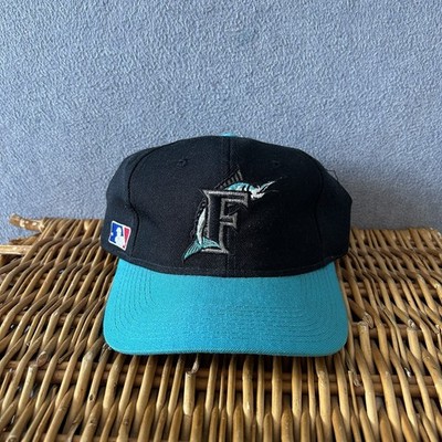 Vtg Florida Marlins Sports Specialties Plain Logo Snapback Hat Black Dome Rare