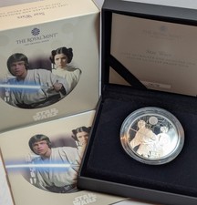 🇬🇧2023 Star Wars UK Luke Skywalker & Princess Leia Fine Silver Proof 1 oz Coin