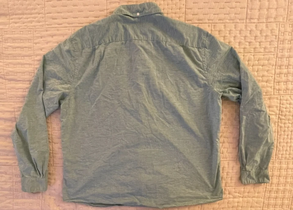 Camisa Steven Alan Para Hombres XXL Verde Claro Rayas Hecha en EE. UU. Mezcla de Algodón y Lino Foto 3 de 4