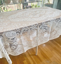 Lace Tablecloth 72  x60" Cream Color, Never Used