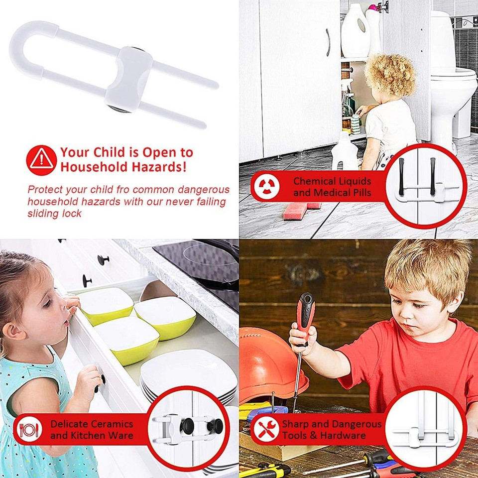 U Shaped Baby Safety Lock 1pcs Sliding Door Lock for Kitchen