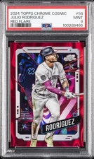 2024 TOPPS CHROME COSMIC RED FLARE #58 JULIO RODRIGUEZ 5/5 PSA 9
