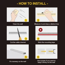 Open Slot Wiring Raceway Cable Duct, 123In Cable Management Channel Cord Trac...