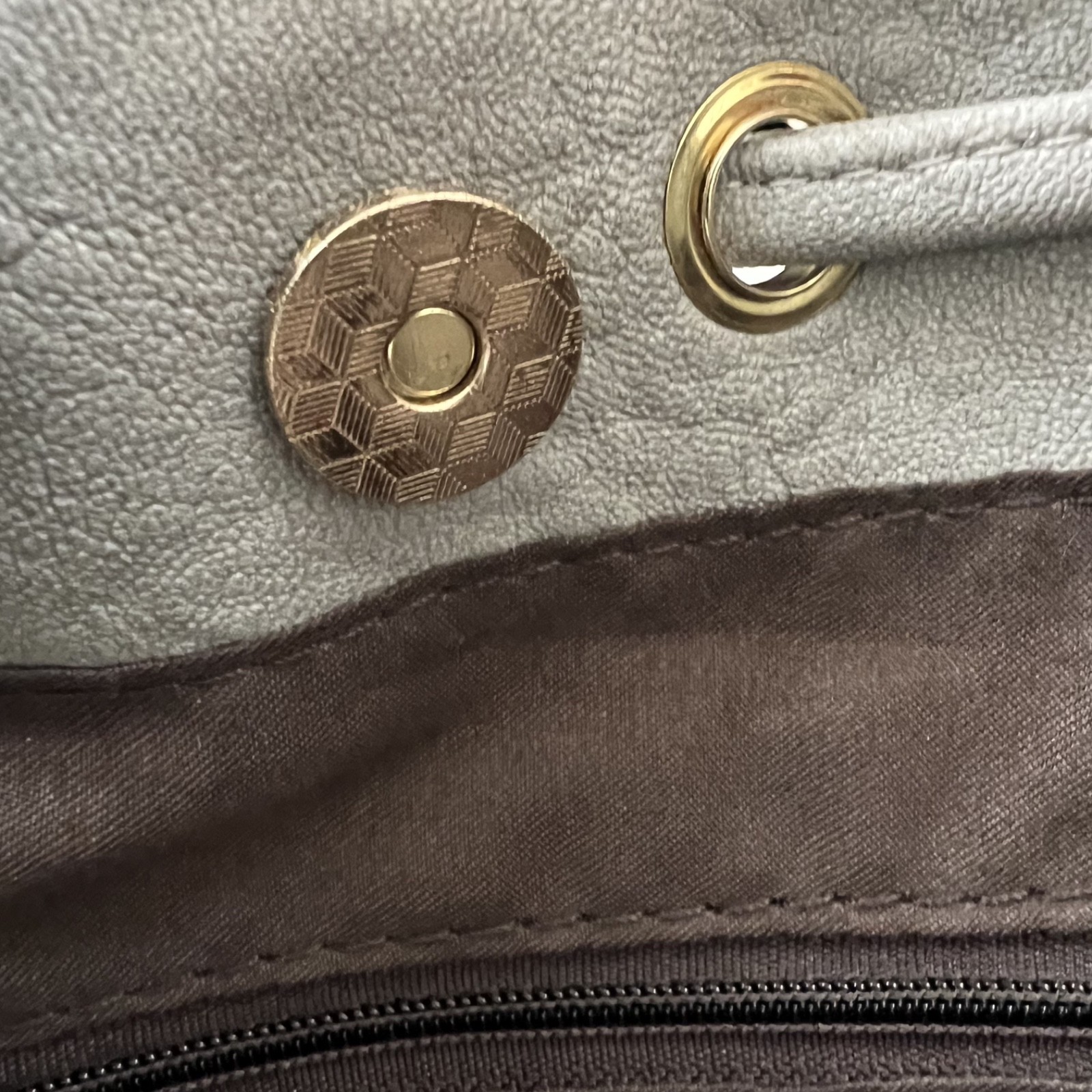 Venus Basic Light Grey Suede Fringed Drawstring B… - image 11