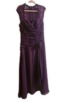 JJ's House Women's Long Evening Gown Dress Wedding Special Occasion Purple Sz 14