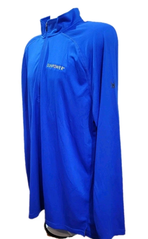 Pullover Spyder Para Hombres 2XL Azul 1/4 Cremallera Manga Larga Sunpower Logo Golf Informal Nuevo con Etiquetas Foto 2 de 4