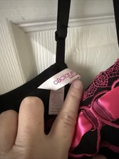 Black Pink CACIQUE CAMI Teddy BABY DOLL Nightie EMBROIDERED LINGERIE 22 / 24