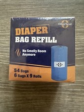 Odor Seal Diaper Pail Refill Bags 9  x 10  New Sealed 54 Bags