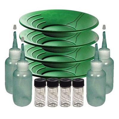 Sluice Monkey 4 Pack of 14 Green Gold Pans, Sniffers, Vials