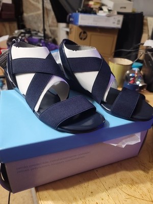 Comfort Plus by Predictions Margo Navy Elastic Strap Sandals Women s Size 6.5