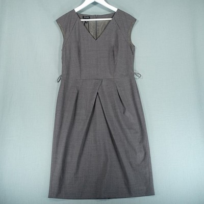 Escada Kleid Damen 38 Grau Schurwollmischung Sport V-Ausschnitt Etui Ärmellos