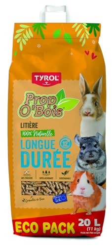 Litière Prop'O Bois TYROL rongeurs 20 L en fibres de bois ultra absorbantes