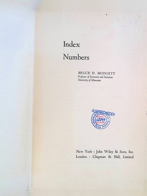 Index Numbers Wiley Publications in Statistics Mudgett, Bruce D.: