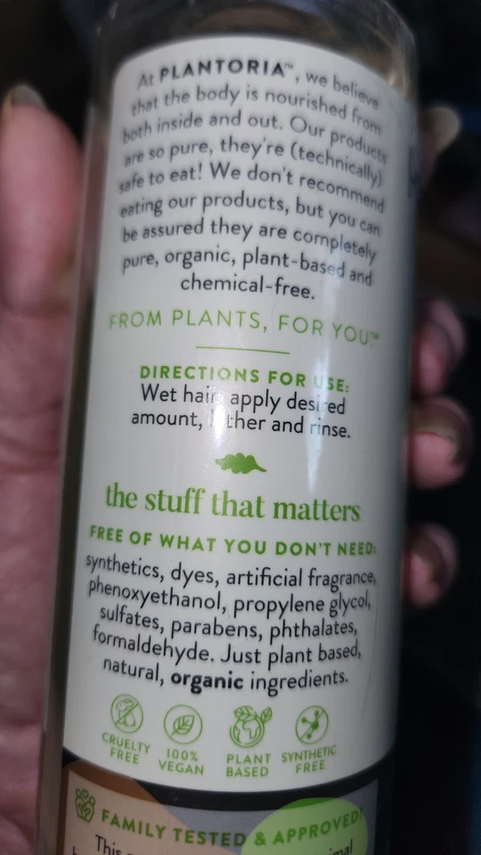Champú anticaspa con aceite de árbol de té Plantoria; nuevo; 11,8 onzas Foto 3 de 4
