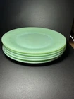 5 Vintage Fire-King 9" Jadeite Oven Glass / Ware Ribbed "Jane Ray" Dinner Plates