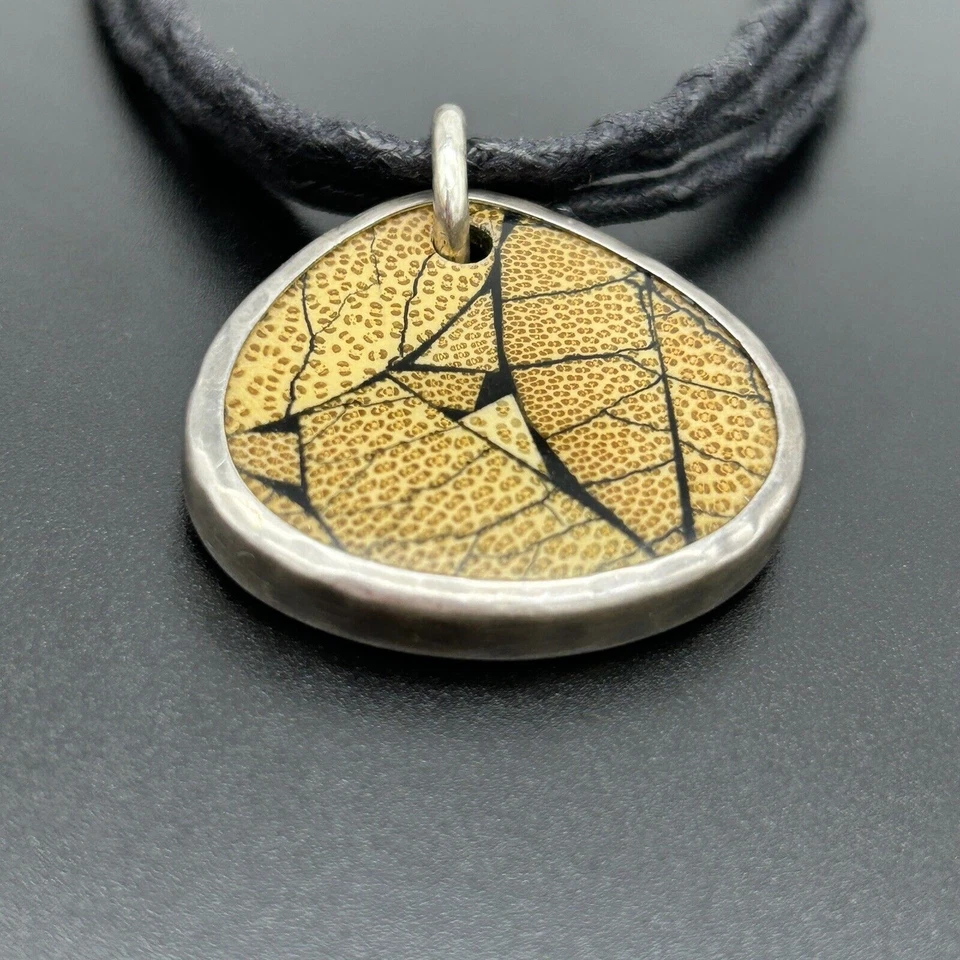 SILPADA Collar Retirado Plata Esterlina Bambú Resina REVERSIBLE Martillado N1893 Foto 4 de 4