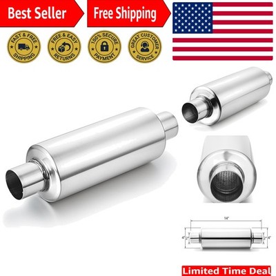 Stainless Steel 2'' Inlet Muffler - Polished Design for Superior Engine Sound