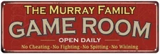 The Murray Family Personalized Red Game Room Metal Sign 106180038400