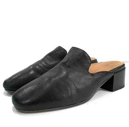 GENTLE SOULS black leather mules block heel womens shoes size 5 M | eBay