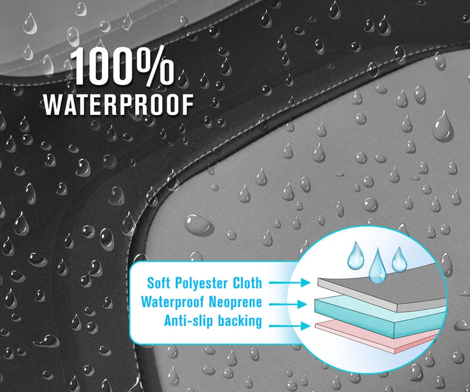 Fundas de asiento negras y grises para reposacabezas integrados de tela de poliéster para automóvil SUV Foto 3 de 4