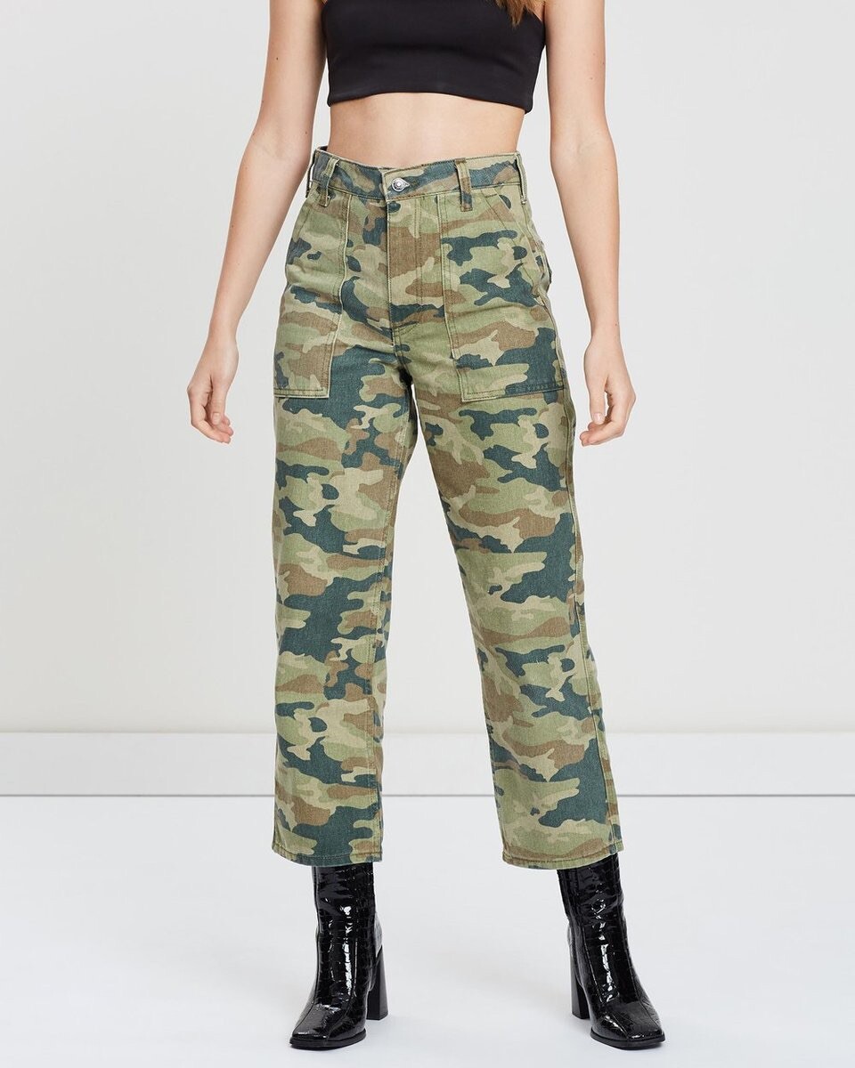 パンツ 1998s a.p.c. camo baggy cropped pants Owordtank Camo Cargo Pants for Women, High Waist, Polyester