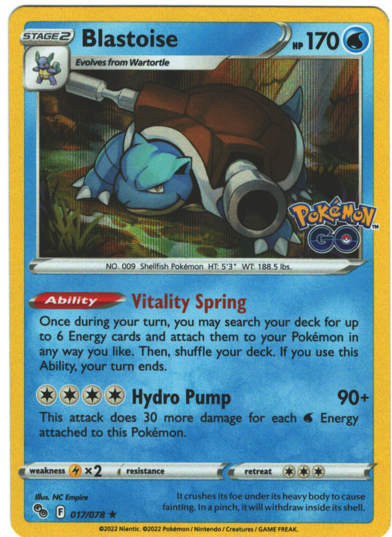 Blastoise 17/78 Pokémon GO Set Rare Pokemon Card Pokémon TCG 017/078