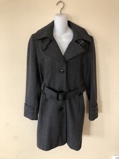 Giacca Gallery Co. Women’s Charcoal Gray Belted Pea Coat Wool Blend Size L
