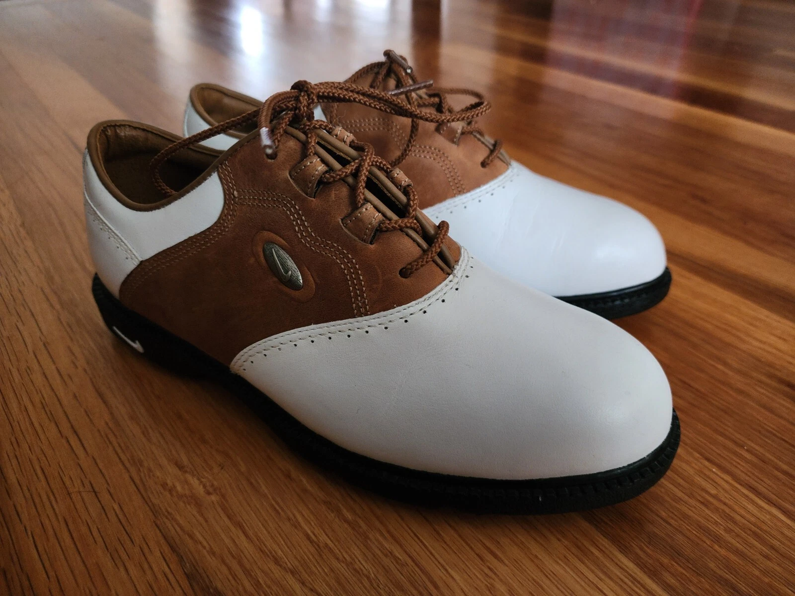 Scarpe da golf Nike Zoom Air donna Oxford camoscio bianco marrone taglia 7