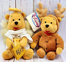 Vtg Disney Store REINDEER POOH NWT  ANGEL POOH Beanie No Tag