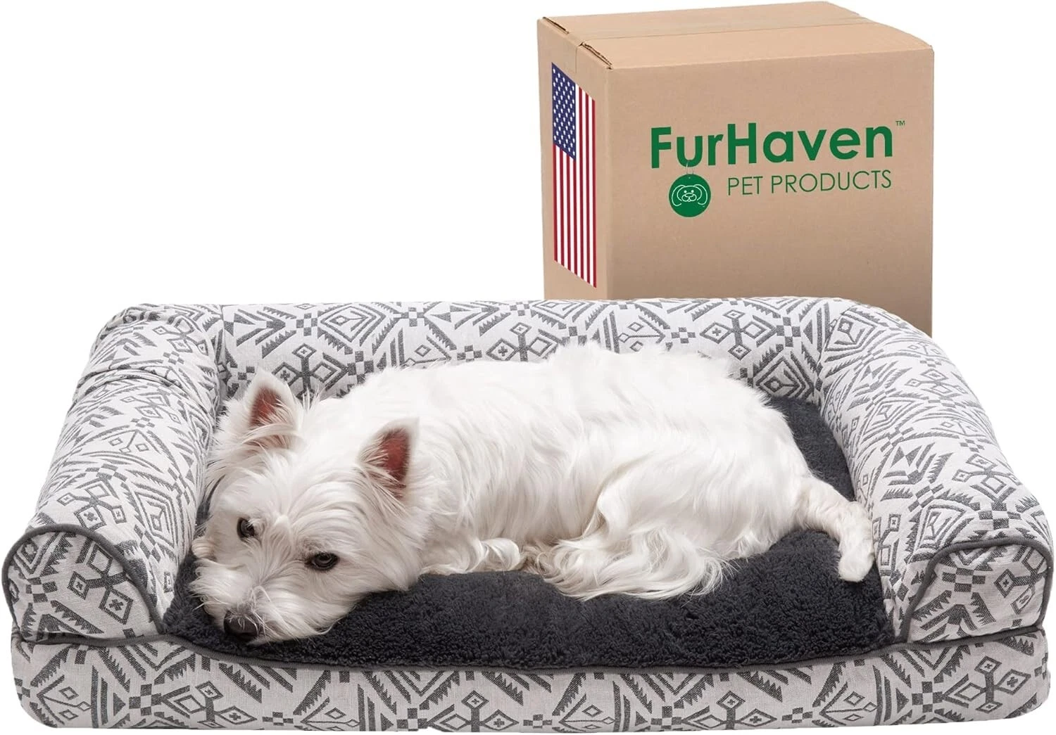 Pillow Dog Bed for Medium/Small Dogs w/ Removable Bolsters & Washable Cover -
