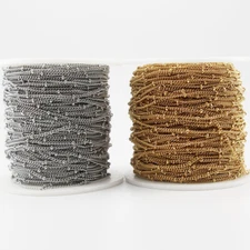 10meters Silver/Gold Stainless Steel Beaded Satellite Cable Link Chains Crafts