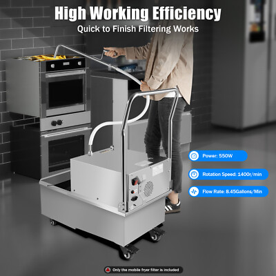 Commercial Oil Filler Machine Cart 55L Mobile Fryer Oil Filter Machine Separator