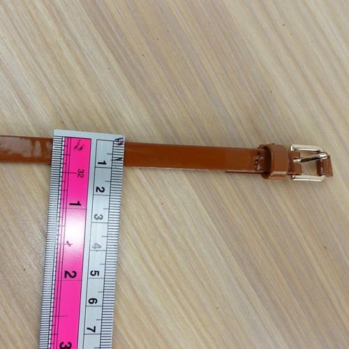 Skinny Slim Leather Belt Womens XS Choco Brown Minimalist Dress Faux Patent H&M - Picture 8 of 12
