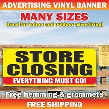 STORE CLOSING EVERYTHING MUST GO Advertising Banner Vinyl Sign Sale Discount