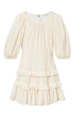 NWT$495 Rebecca Taylor MICHELLE EMBROIDERED Dress Snow Cream Size 0 Silk  Cotton | eBay