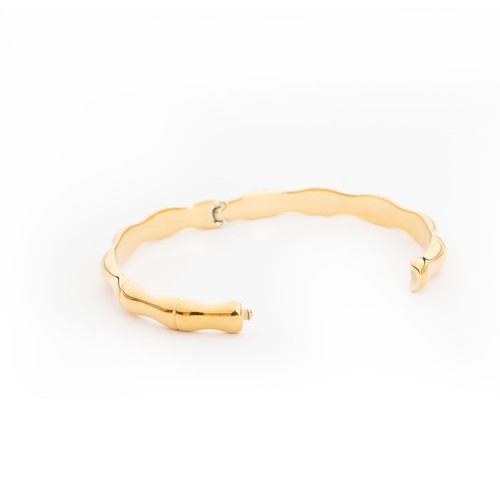 Elegantes Damen Armband Armreif aus Edelstahl – Bambus-Design Goldfarben Neu - Bild 3 von 5