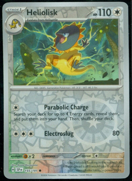 Pokemon - HELIOLISK 155/191 -  Reverse Holo!  - Surging Sparks - NM/M