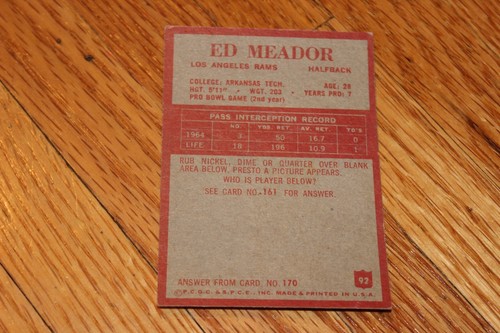 1965 Philadelphia Football NFL Cards Complete Your Set You Choose Pick HOF RC - Picture 102 of 207