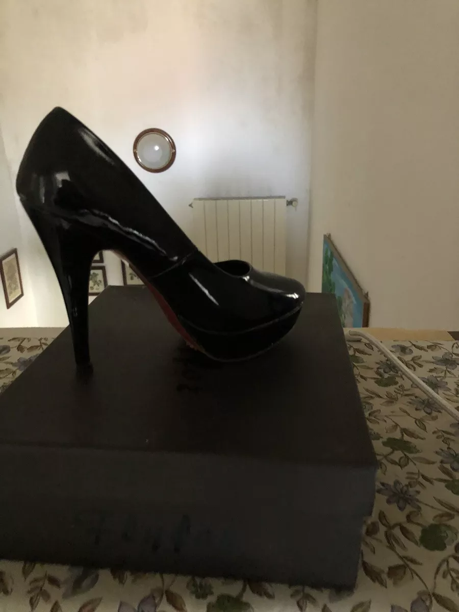 SCARPE DONNA CON PLATEAU DECOLLETE NERE ALTE In Vernice N 37